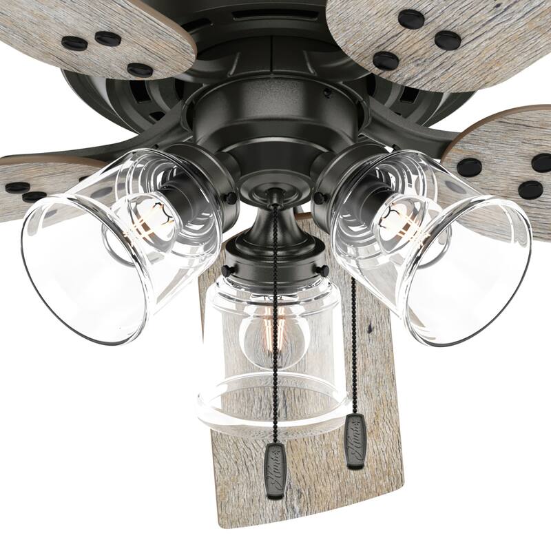 Hunter 52" Shady Grove Ceiling Fan with LED Light Kit/ Pull Chain, Standard or Flush Mount - Casual, Transitional