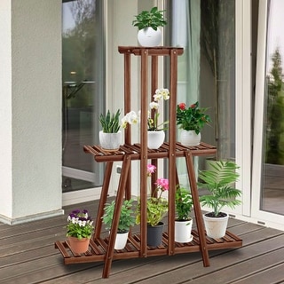 Kinsunny Plant Stands, Wood 3 Tier Flower Pots Holder Shelf Indoor 