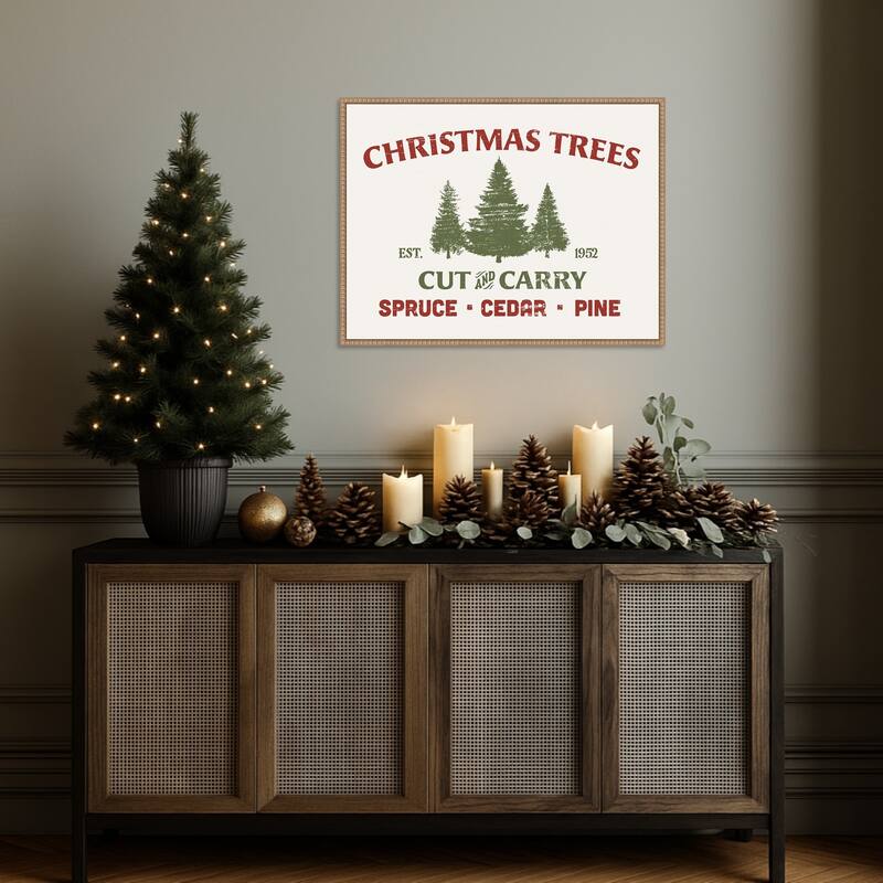 Christmas Farm Sign I by Victoria Barnes Framed Canvas Wall Art Print
