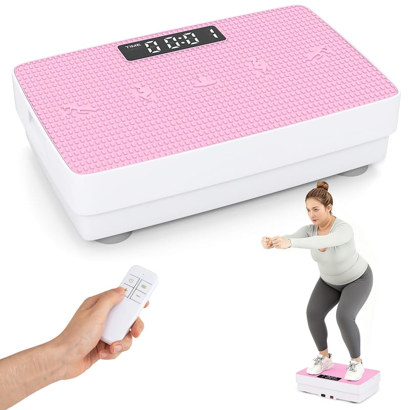 Gymax Vibration Plate Exercise Machine w/Gravity Sensor Remote Control - Pink