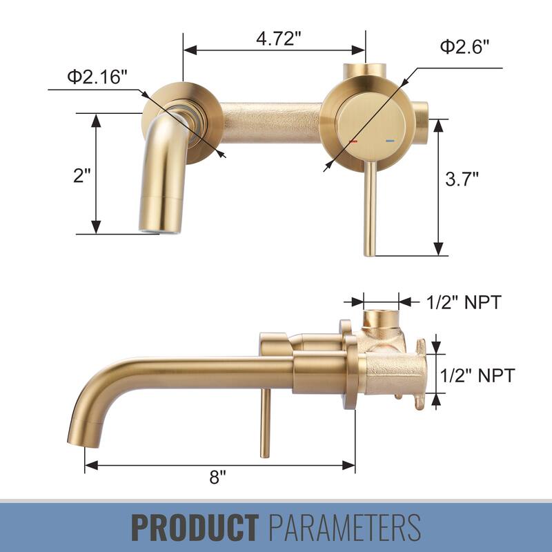 WOWOW Wall Mount Single Handle Bathroom Faucet
