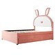 preview thumbnail 54 of 57, Rabbit-Shaped Velvet Platform Bed Frame with Trundle & LED Lights