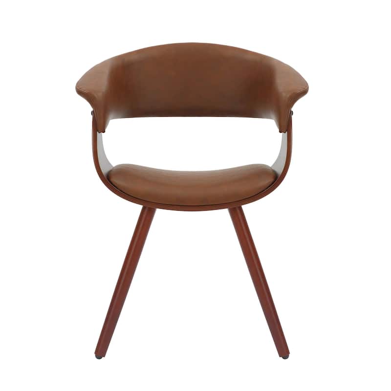 Porthos Home Zelda Faux Leather Mid-Century Dining Chair with Wooden Legs