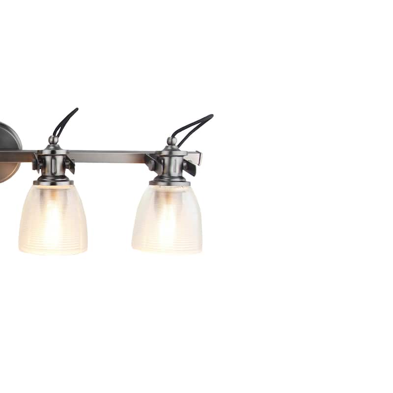 4 Light vanity Lamp with Clear Horizontal Ribbed Glass - Brushed Nickel