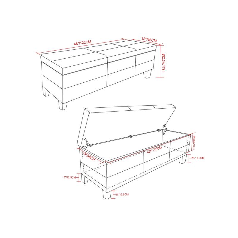 Modern Storage Ottoman Bench for Living Room