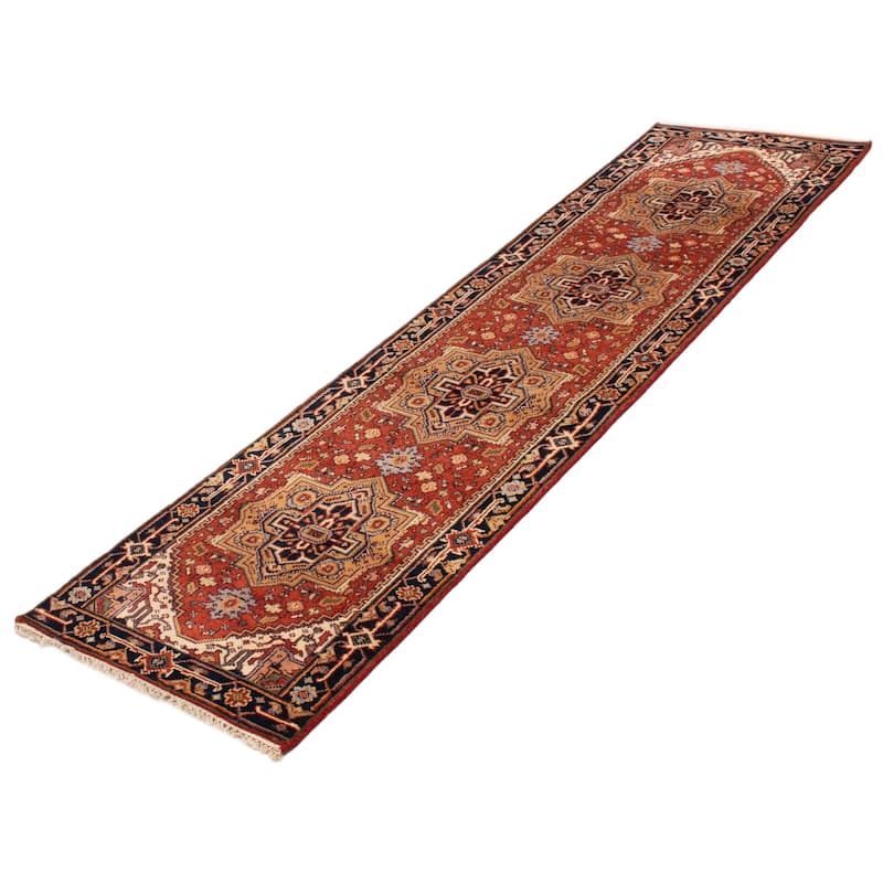 ECARPETGALLERY Hand-knotted Serapi Heritage Dark Copper Wool Rug - 2'11 x 11'9