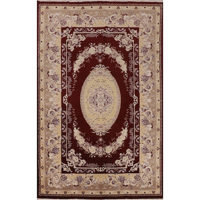 Red Victorian Style Kashan Turkish Area Rug Machine Made Floral Carpet - 6'6" x 9'10"