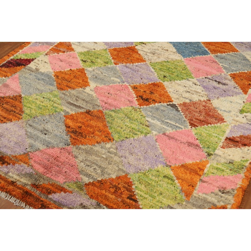 Tribal / Trellis Moroccan Oriental Rug Handmade Wool Carpet - 5'3" x 6'4"