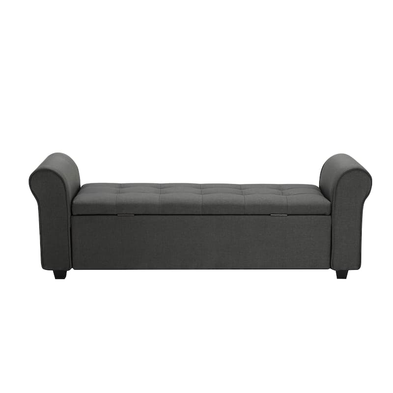 Porthos Home Wena Storage Bench, Rolled Armrests, Fabric Upholstery