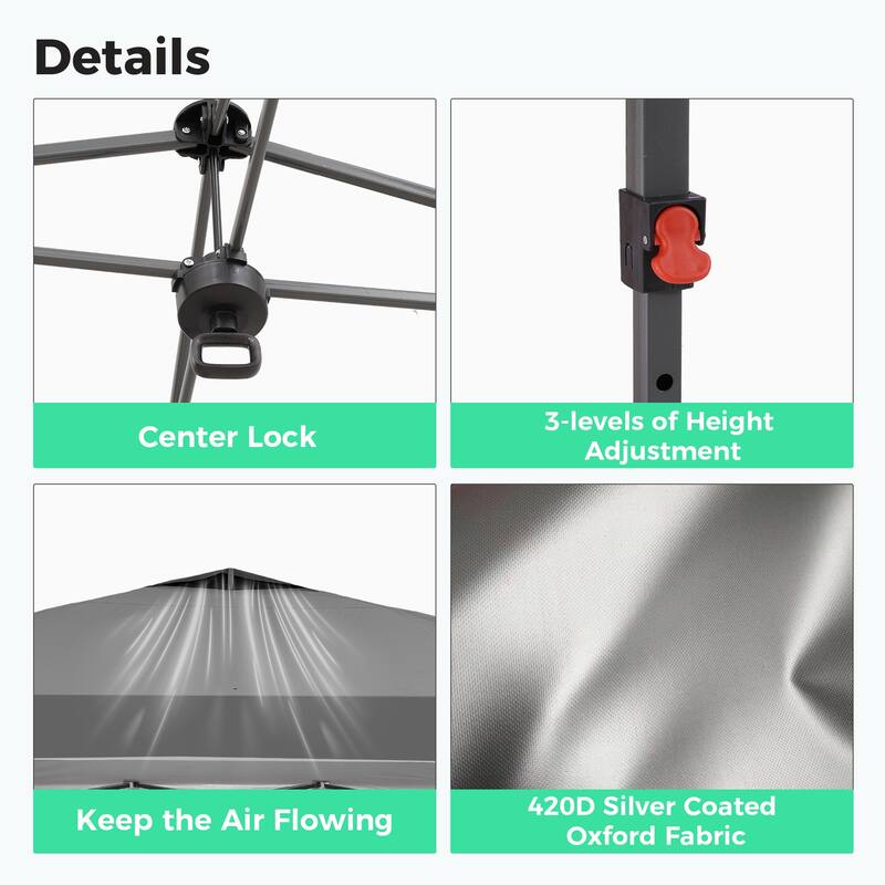 Ainfox 12x12FT Pop Up Canopy Tent with One Push Setup, Gazebo with 4 PVC Transparent Sidewalls