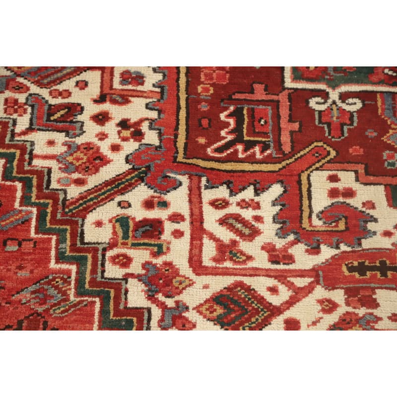 Hand Knotted Oriental 100% Wool Carpet Traditional Medallion Red Heriz Area Rug - 11' 5'' X 8' 7''