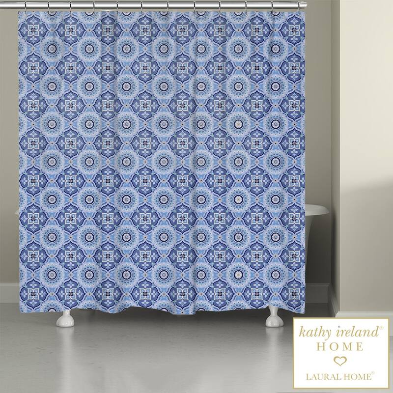 kathy ireland® HOME Indochine Mosaic Indigo Shower Curtain by Laural Home