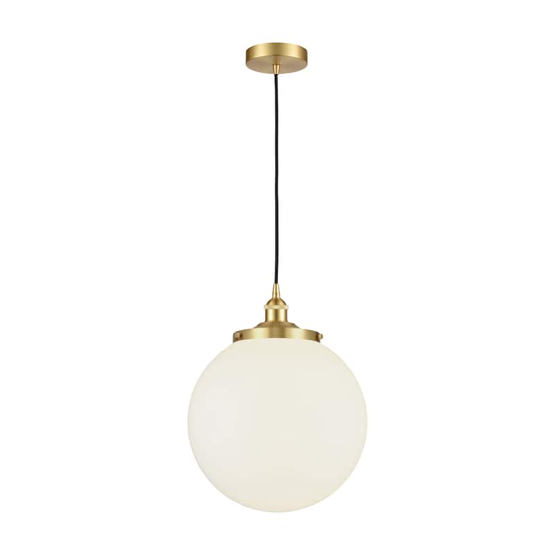 Innovations Lighting Beacon - 1 Light 14" Cord Hung Mini Pendant. - Satin Gold/Matte White