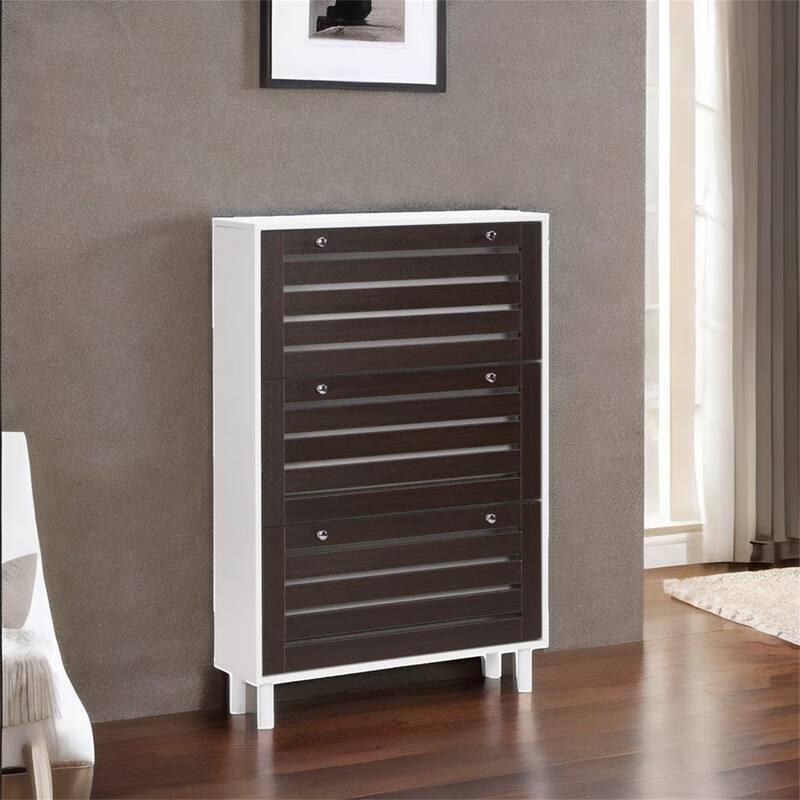 Shoe Rack with Adjustable Panel and 3 Flip Drawers