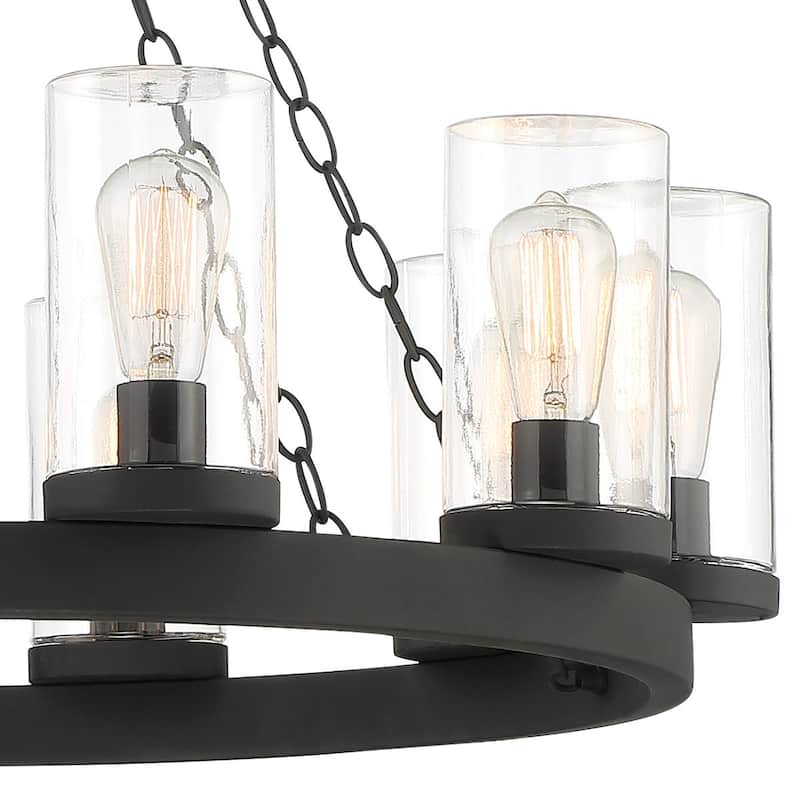 Acroma 10-light Farmhouse Black Wagon Wheel Chandelier