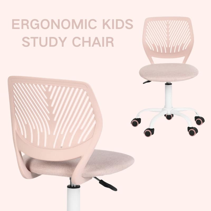 HomyLin Armless Swivel Kids Desk Chair with Mesh Padded Seating