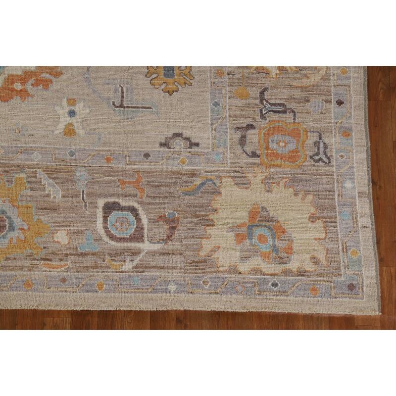 Hand Knotted Oriental 100% Wool Carpet Transitional All-Over Beige & Ivories Oushak Area Rug - 10' 0'' X 8' 2''