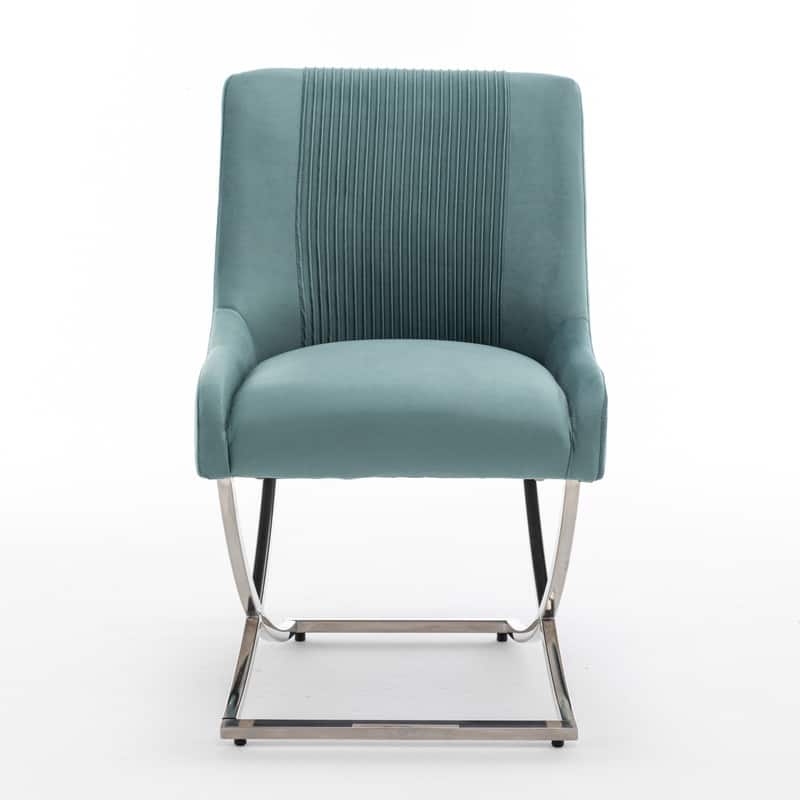 Modern Contempoary Velvet Dining Chair Set of 4 with Metal Frame Legs and Back Pull