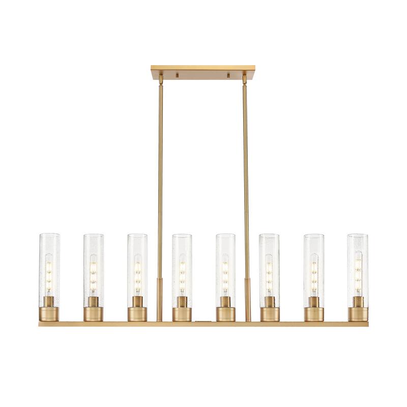 Innovations Lighting Downtown Urban - Boreas - 6 Light 48" Stem Hung Island Light with 11" Shades - Brushed Brass/Seedy