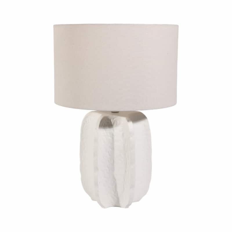 Artistic Oval Textured Resin Table Lamp with Linen Shade - 24"