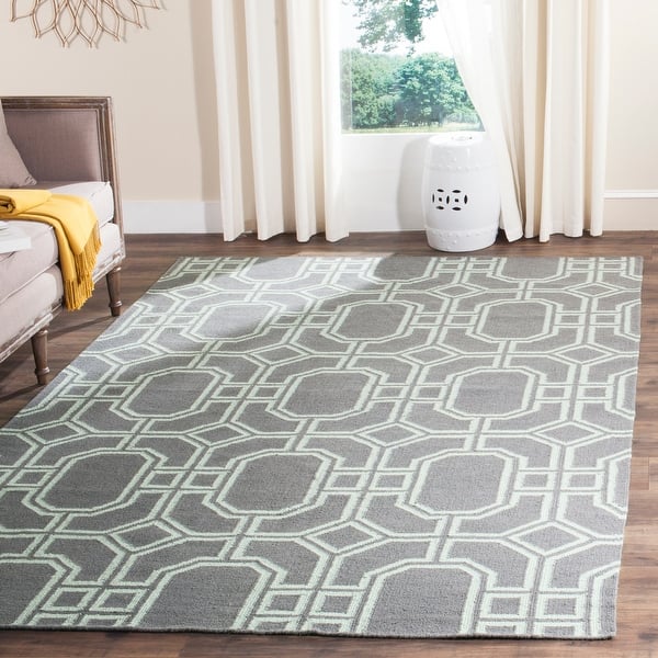 slide 1 of 49, SAFAVIEH Handmade Flatweave Dhurries Merrie Moroccan Wool Rug 4' x 6' - Grey/Light Blue