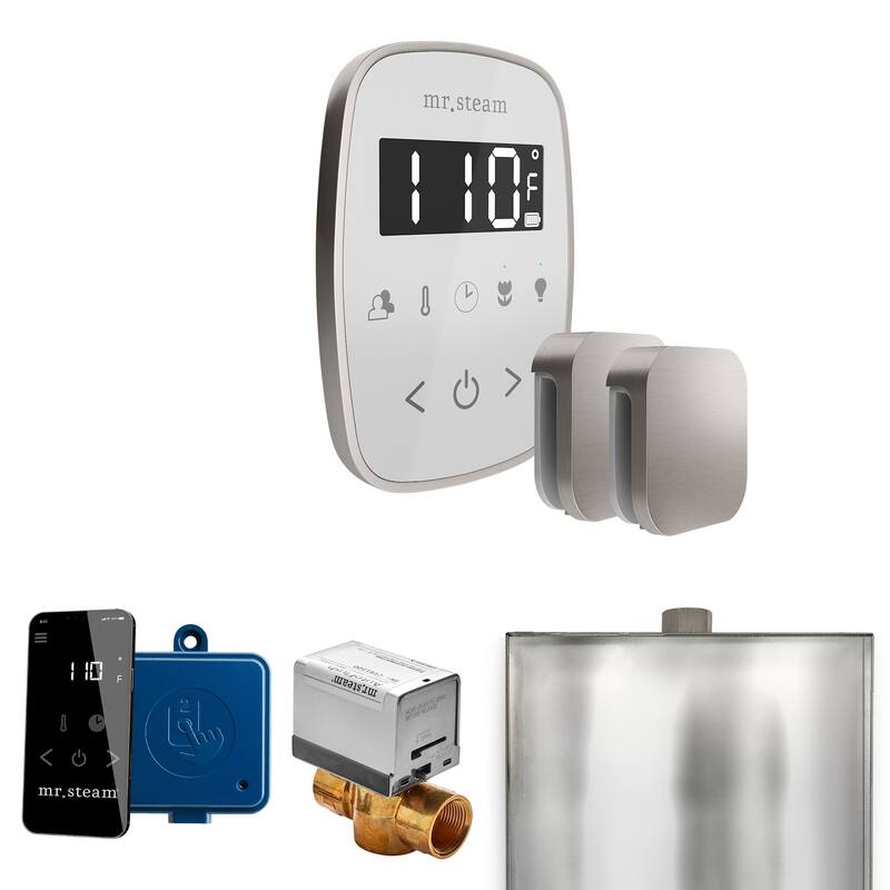 Mr Steam BFX Butler Flex Max Package Steam Shower Control Package with - White / Brushed Nickel