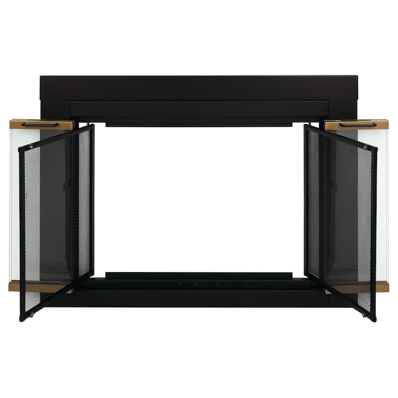Pleasant Hearth Arrington Fireplace Glass Door Black w/Moonlight Gold