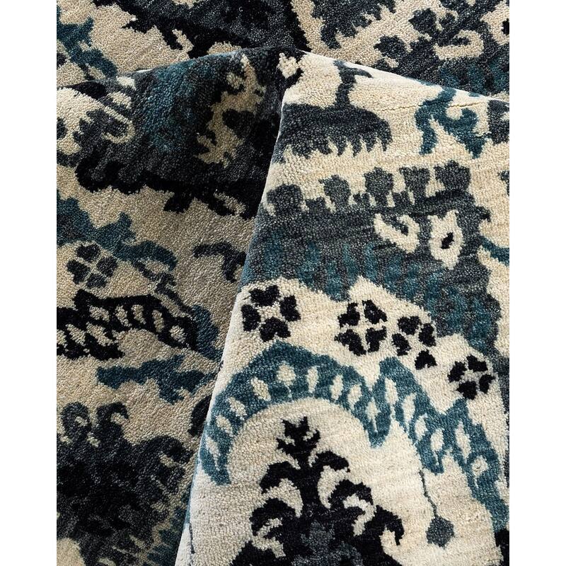 Ikat One-of-a-Kind Hand-Knotted Area Rug - Beige, 8' 1" x 10' 1" - 8' 1" x 10' 1"