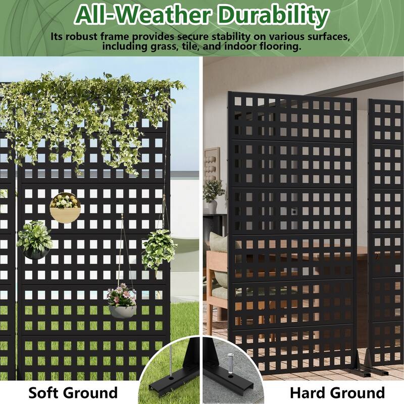 Outdoor Rectangle Privacy Screens Metal Screen Fence Panel Set of 2