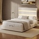 preview thumbnail 9 of 8, Queen Size Upholstered Hydraulic Storage Bed - Lift-Up with RGB LED Headboard, Velvet, Gray.