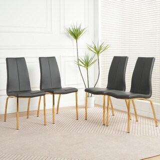 Modern PU Dining Chairs Set of 4 with Metal Legs - Bed Bath & Beyond ...