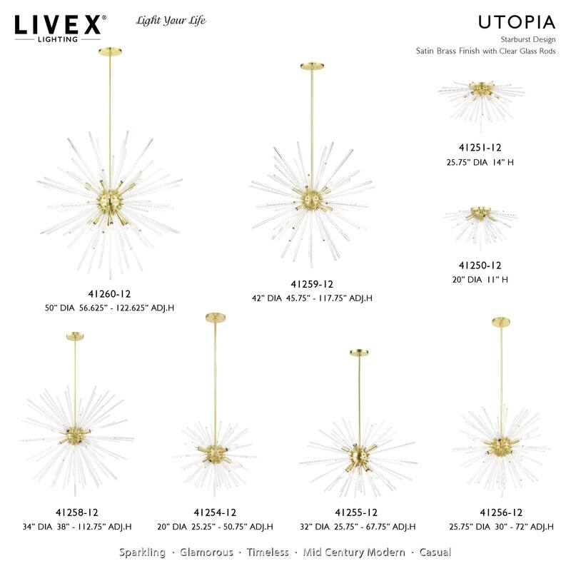 Livex Lighting 6-Light Pendant Chandelier, 41254-12, 41254-05