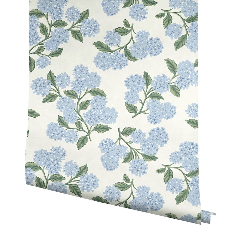 Rifle Paper Co. Hydrangea Blue and White Peel and Stick Wallpaper