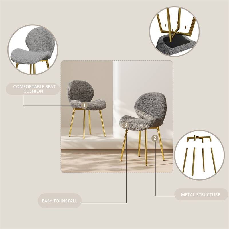 Teddy Velvet Dining Chairs Set of 2 with Sturdy Gold Metal Legs