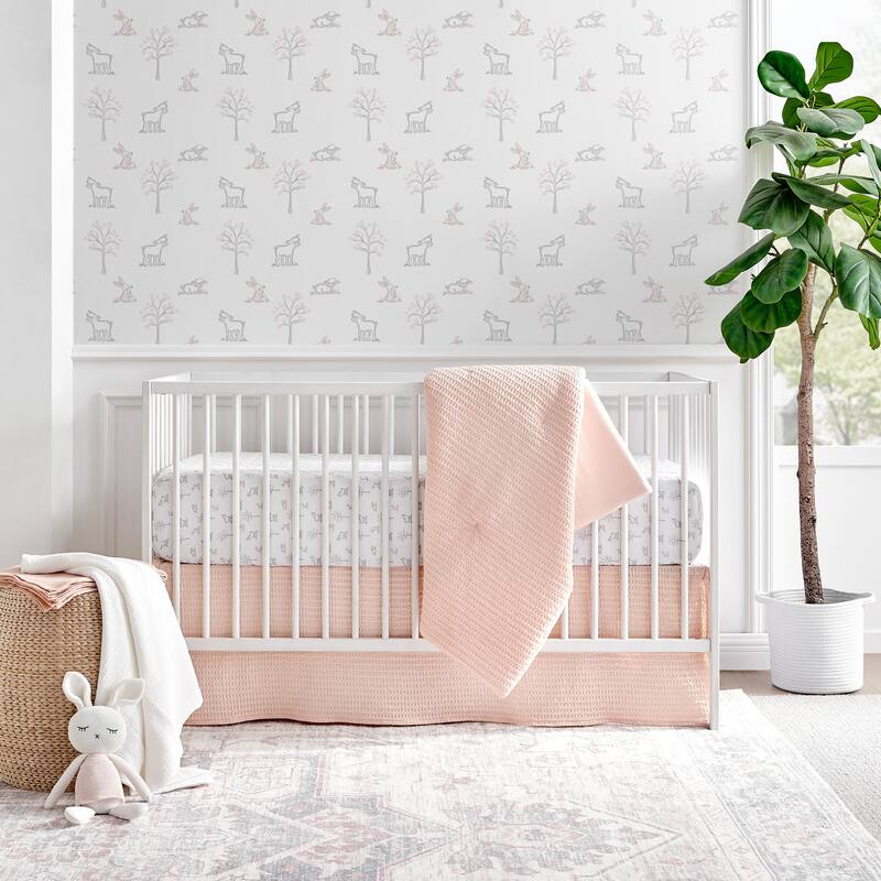 Mills Waffle Pink 4pc Baby Crib Bedding Set - Levtex Baby