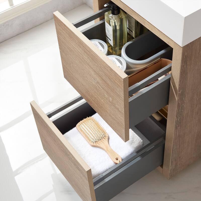 Huesca 18" Single Sink Bath Vanity with White Sink Top, no Mirror