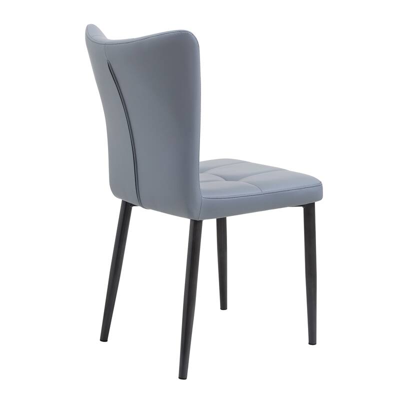 Set Of 2 High-Back Dining Chairs With Ergonomic Design: Wrought Iron Frame, Leather Seat, And High-Rebound Sponge Cushions