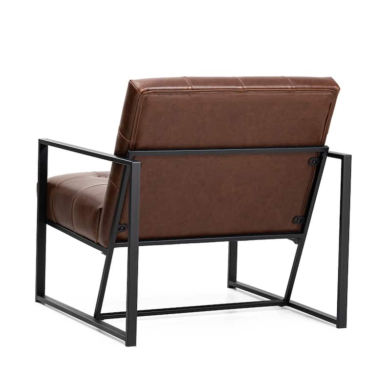 Glitzhome 29.50"W Mid-Century PU Leather Tufted Accent Chair - 29.5"W x 30.5"H x 29.25"D