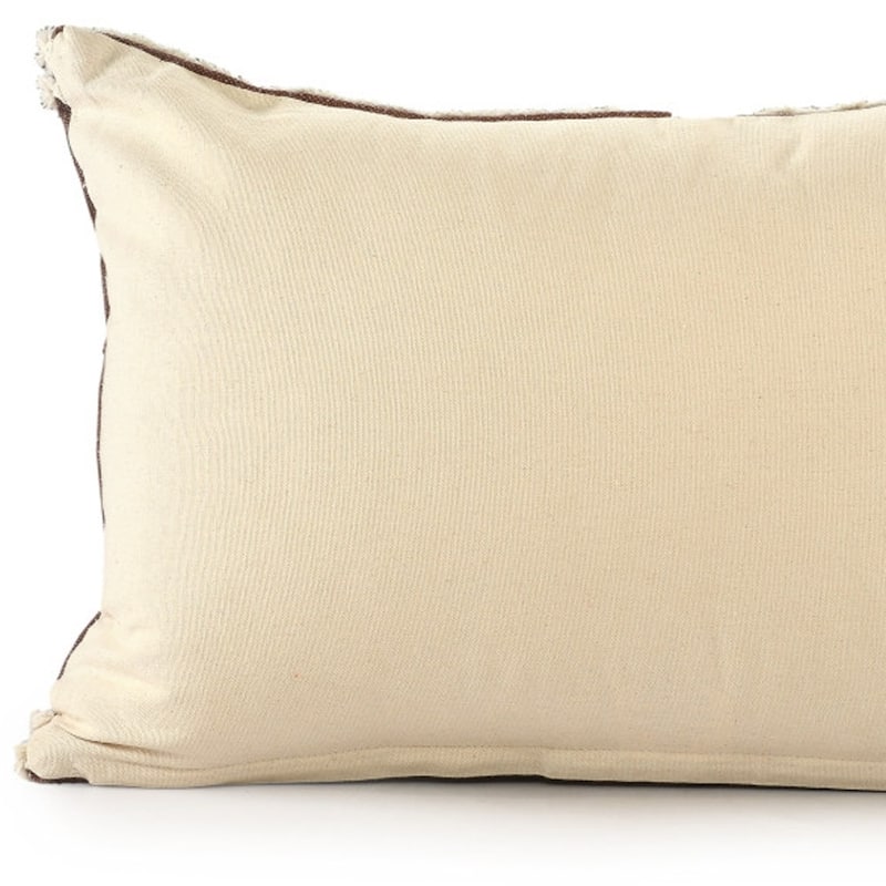 HomeRoots 16" X 24" Brown and Ivory Medallion Cotton Lumbar Throw Pillow With Texture