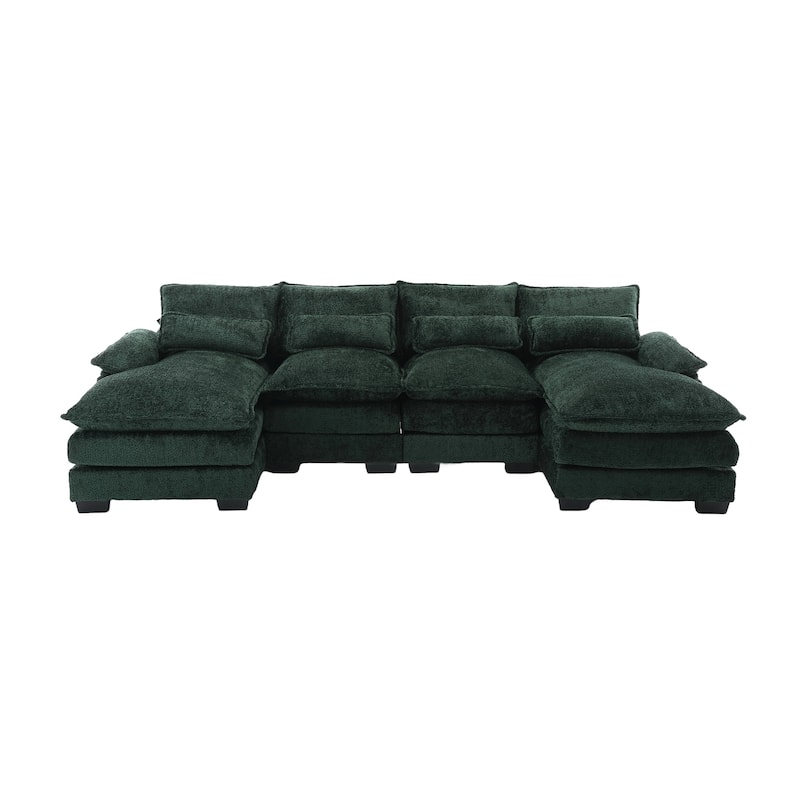 Modern Large U-Shape Sectional Sofa, Chenille Fabric, Memory Foam, Easy Assembly
