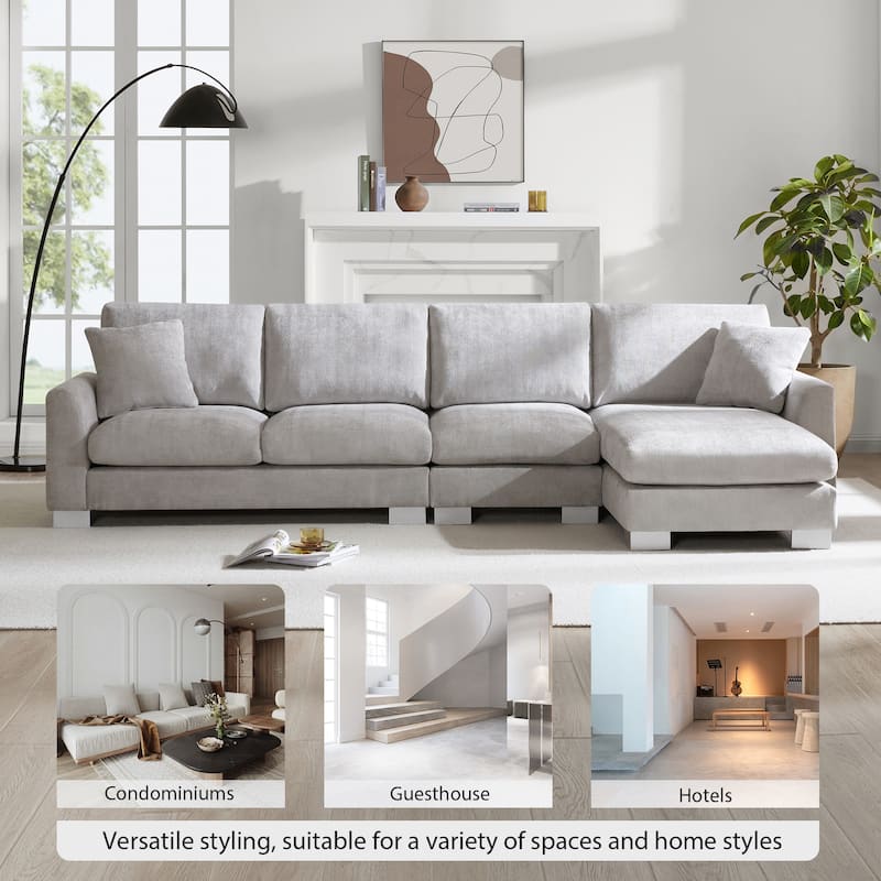 Oversized 119*55" 5-seat Modular Sectional Sofa with 2 Free Pillows