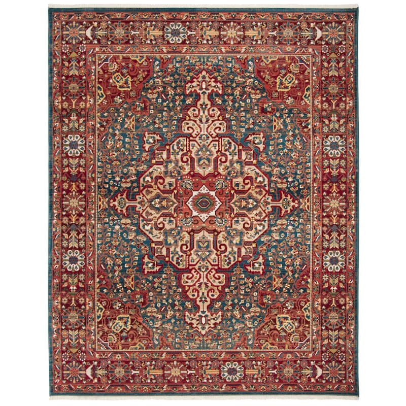 SAFAVIEH Kashan Marybeth Oriental Rug with Fringe - 10' x 14' - Blue/Red
