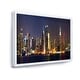 preview thumbnail 7 of 14, Designart 'New York Skyline at Night' Cityscape Photo Framed Canvas Print 32 in. wide x 16 in. high - White