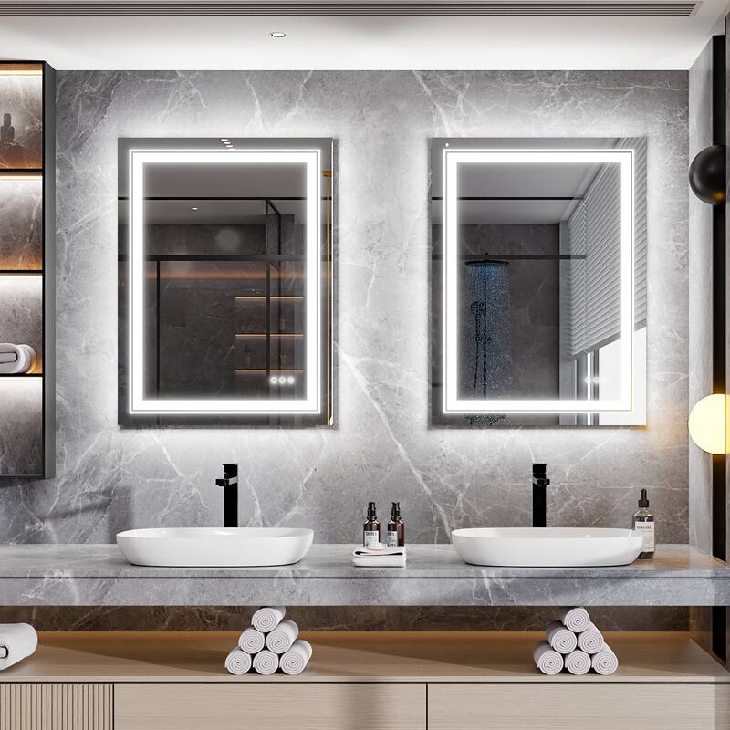Rectangular Frameless LED Wall Bathroom Vanity Mirror Vertical and Horizontal Hang