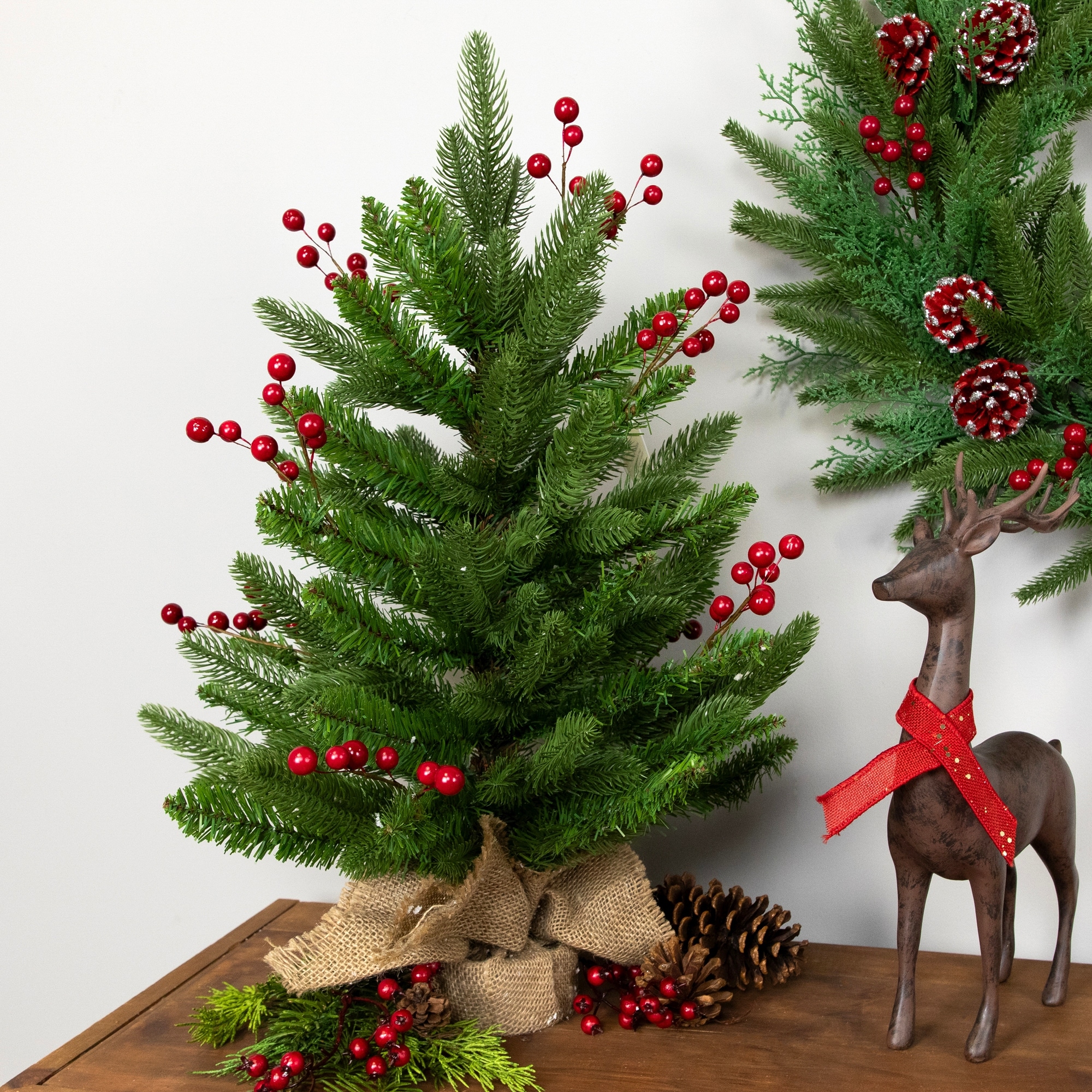 Real Touch™️ Potted Sarasota Pine Artificial Mini Xmas Tree 24" Unlit - 2 Foot