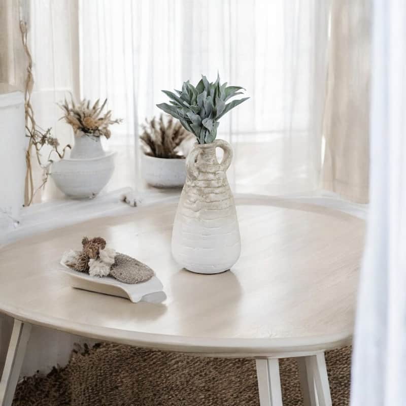 Ceramic Slanted Eared Decorative Vase - Ivory, 18"