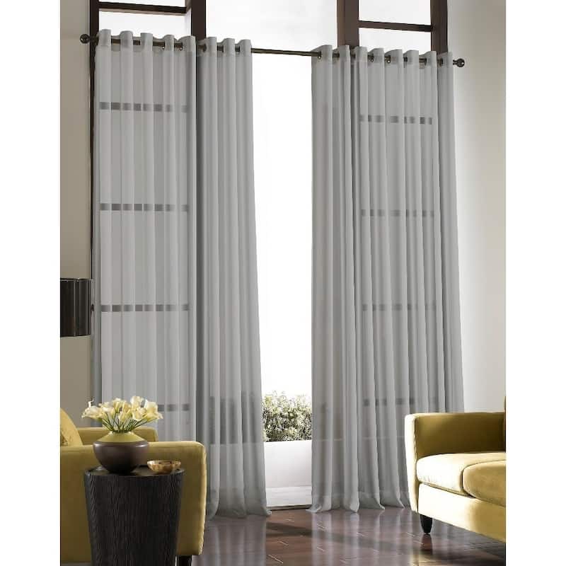 Curtainworks Solid Soho Sheer Grommet Single Curtain Panel - 59 x 63 - Silver