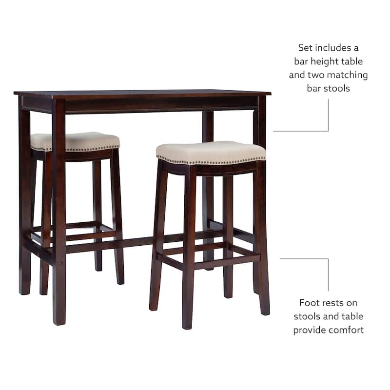 3-Piece Bar Table and Stool Set- 47.25" - Brown and Beige