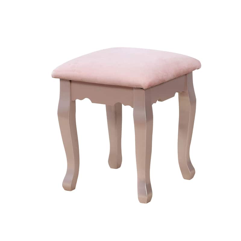 Pontoppidan Glam Wood 2-Piece Makeup Vanity Table and Stool Set by Silver Orchid