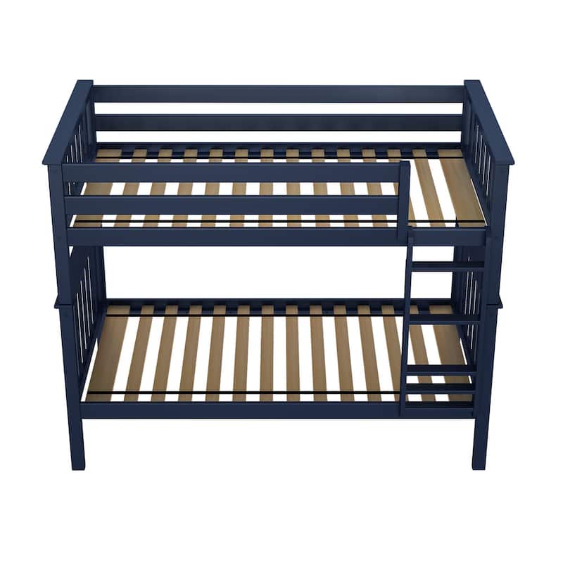 Now Furniture Solid Wood Twin Over Twin Bunk Bed with Straight Ladder